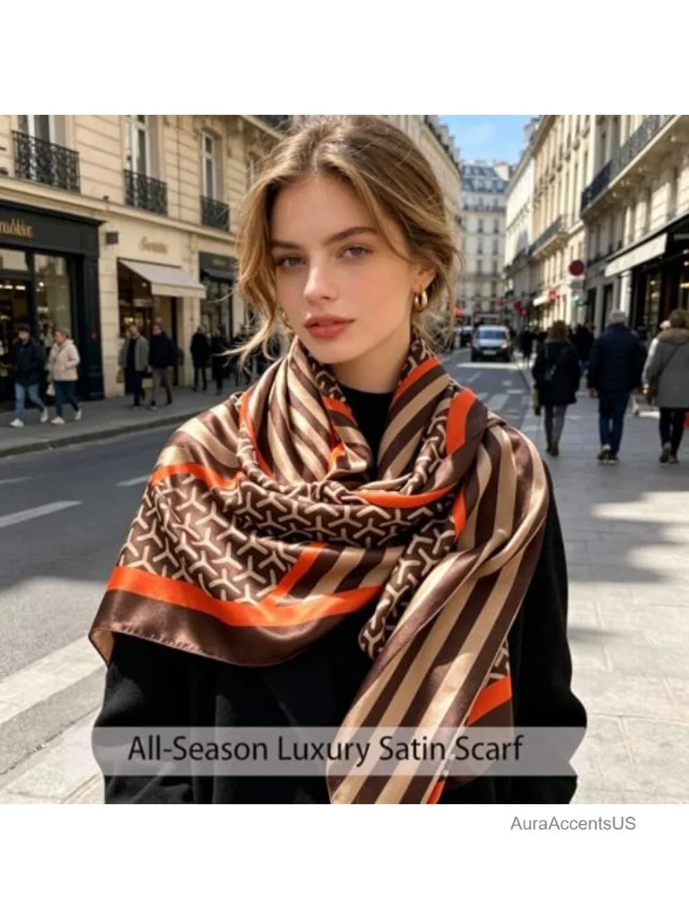 Large Silk Shawl Scarf for Women Lightweight Satin Wrap Fashion Neck Scarf